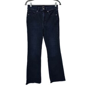 {Express} "Cropped Flare High Rise" Dark Blue Bootcut Ankle Stretch Denim Jeans